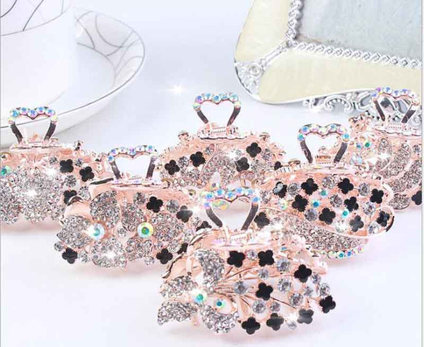 New popular Japan and South Korea crystal rhinestone caught folder alloy claws girls hair ornaments female head jewelry promotions