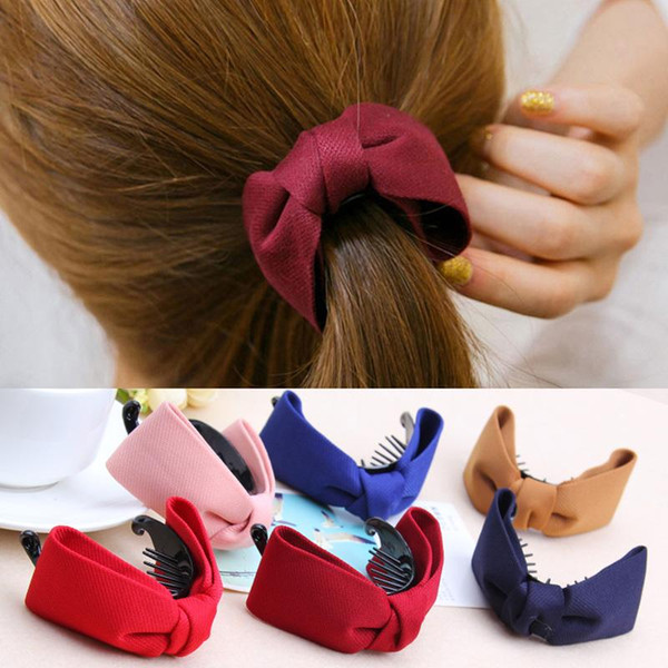 Hot Sales Korean Hair Claw Solid Big Bows Banana Hairpins Ties Ponytail Headband Hair Clips Hair Accessories For Women Girls