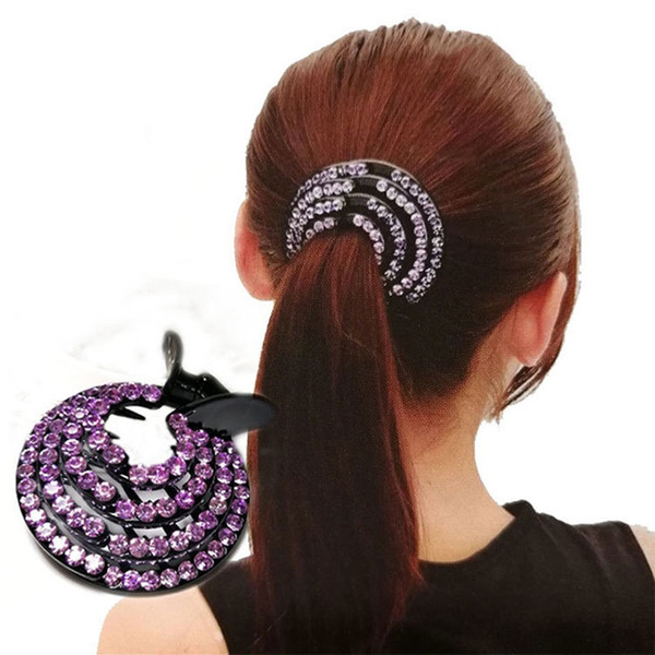 Fashion Crystal Ponytail Holder Rhinestone hair Crab Donut Bud Women's Hairstyles Hair Claws Girls Bird Nest Updo Hair Grips