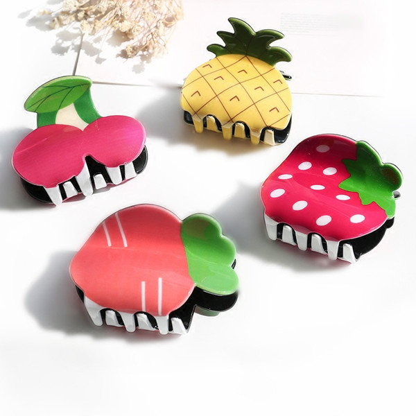 Medium fruit shaped acrylic hair clamps,Super cute bright surface texture hair clip,fashion hair accessories for wholesaler