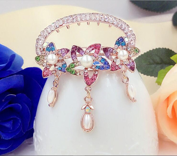 Korean version of the new spring hair clip tassel pearls tail hairpin small cross hair clip jewelry