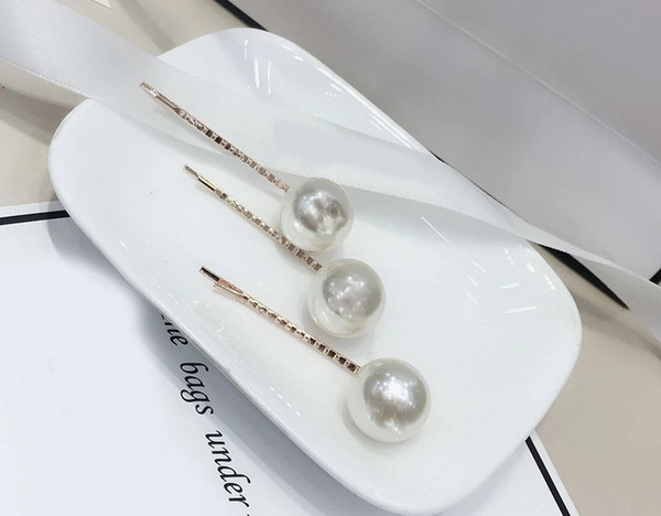 5*1.4cm Fashion pearl one word clip hairpin claw clamp wigs hairpiece Hair jewelry accessories vip gift 10pcs/lot