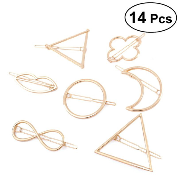 Hairpins Triangle Moon Hair Pin Jewelry Lip Gold Geometric Alloy Round Hair Clip Clamps Women Barrettes Head Accessories