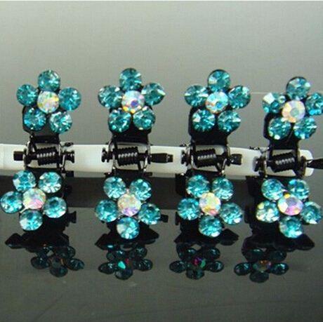 120PCS Female Blue/Red/White Crystal Flower Mini Hair Claw Clamp Clip Pin Accessories Tiaras Presilha De Cabelo Hair For Girl