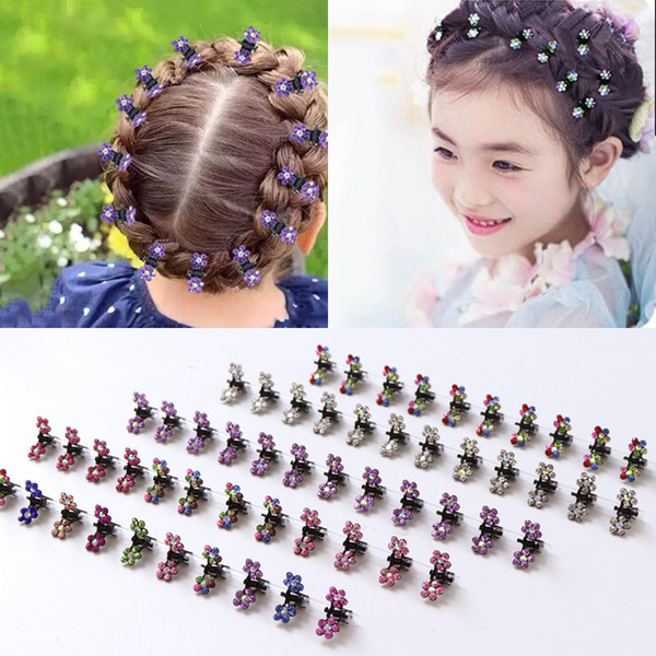 Crystal Flowers Metal Hair Claws Hair Clip Girls Fashion Headdress Oranment Hair Accessories Wholesale 60PCS/Lot Small Cute