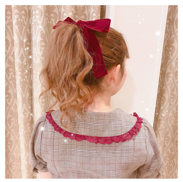 Custom [free delivery] ls lattice ins popular velvet butterfly sweet soft sister hairpin