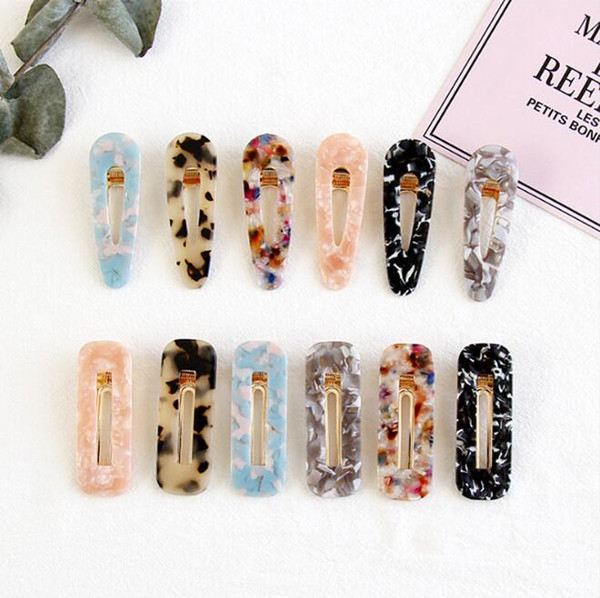 2019 Fashion Cellulose Acetate Hair Clip Barrette Acrylic Hair Clips Korean Trendy Hair Accessories Jewelry Charms