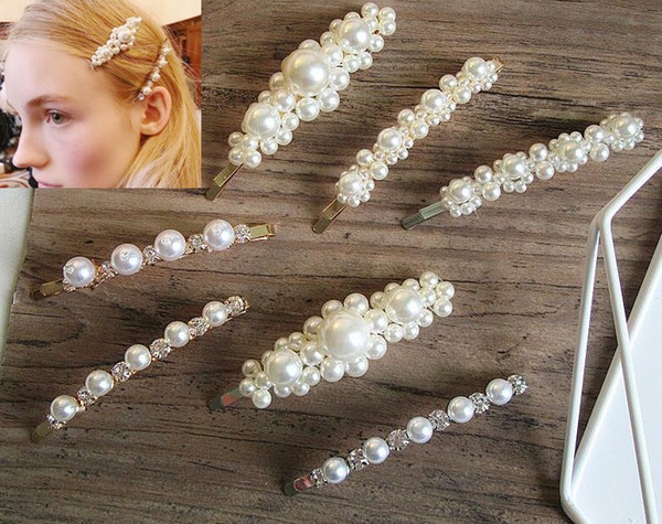 HOT SALE Fashion Imitiation Pearl Hair Clip Barrettes for Women Girls Handmade Pearl Flowers Hairpins Hair Accessories 12pcs/