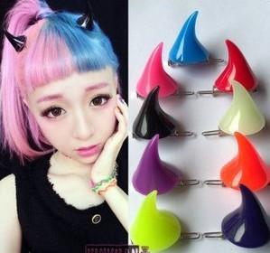 Exaggerated Devil Horn Hairpin Harajuku Hair Clips for Cosplay Bobby Pins Assorted Colors HJ103