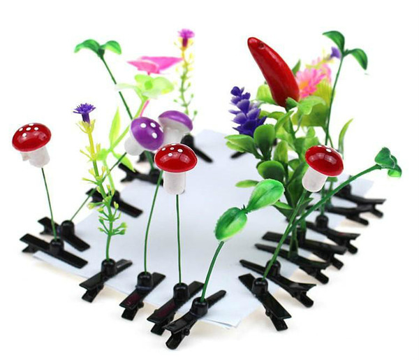 Newest Lovely Novelty Plants grass hair clips headwear Small bud antenna hairpins Lucky grass bean sprout mushroom party hair pin