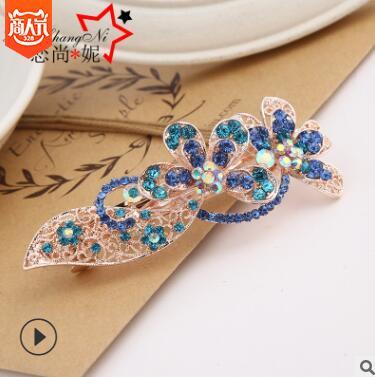 2019 Korean Crystal Studded Fashion Women's Hair Clips Rose Gold Spring Clips Fast Selling Hair Accessories