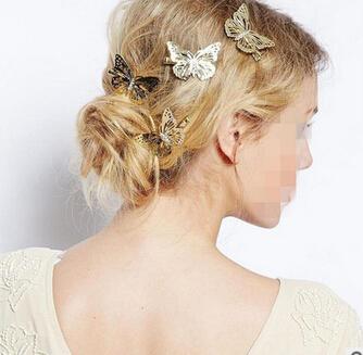 Gold A++ Simulation butterfly hairpin wedding dress accessories beach beach head flower hair ornaments H0522 mix order pieces a lot