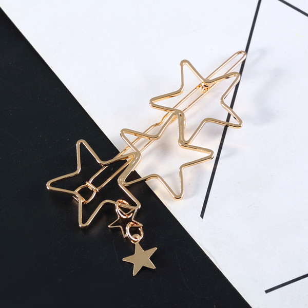 Fashionable New Style Hairpin Copper Hollow Pentagram Hair Clips Hairpin Simple Hot Style Hair Accessoriesn Barrettes