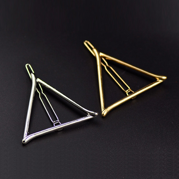 New Simple geometric triangle clip Golden edge clip a word hair clips Alloy tire free shipping