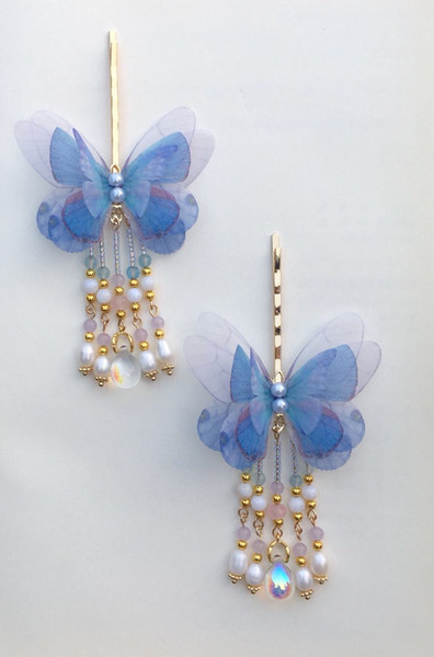 Originally Created Chinese Costume Accessories Ancient Fashion Decoration Fresh Fairyland Baitie Butterfly Hairpin Tassels To Tairpin