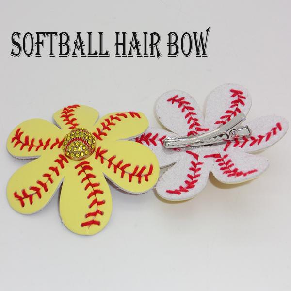 Leather Softball Hair Clip