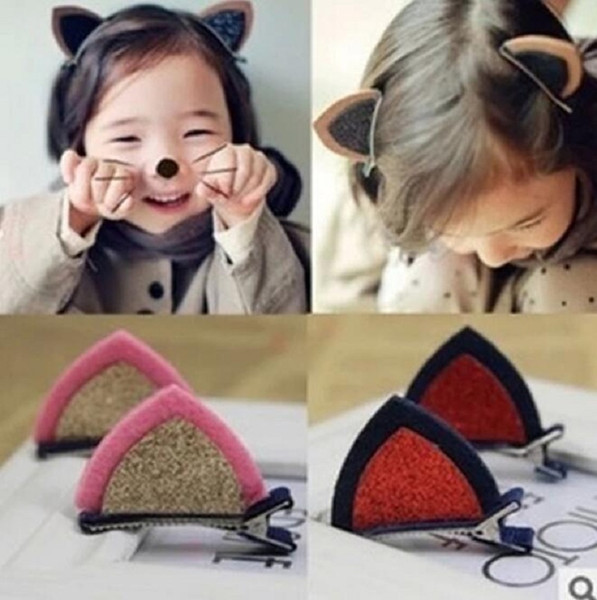 hair barrettes hairpins hairgrips clip for Women girl Hair Accessories headwear holder bun bang cute cat ear glitter