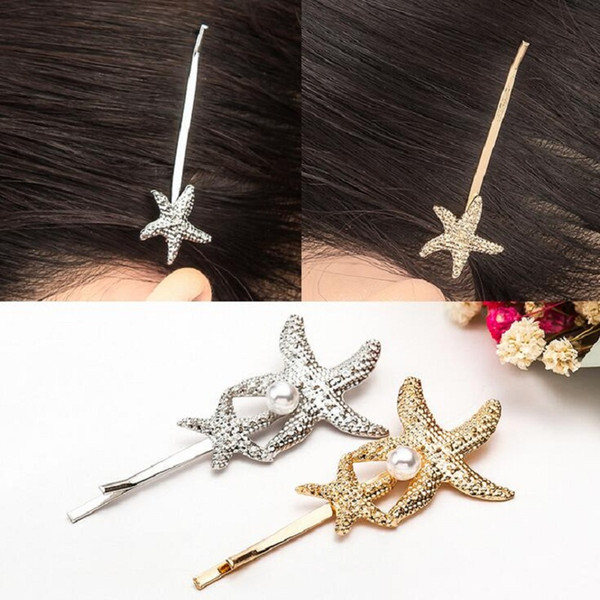 hair barrettes hairpins hairgrips clip for Women girl Hair Accessories headwear holder bun bang nice golden slivery shell star