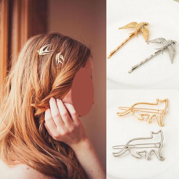 hair barrettes hairpins hairgrips clip for Women girl Hair Accessories headwear holder bun bang golden slivery cartoon animal