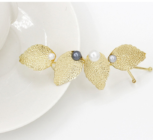 hair barrettes hairpins hairgrips clip for Women girl Hair Accessories headwear holder bun bang grace golden slivery leaf