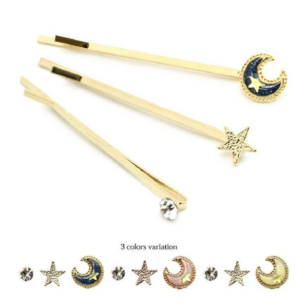 3pcs/set hair barrettes hairpins hairgrips clip for Women girl Hair Accessories headwear holder bun bang creative space moon star