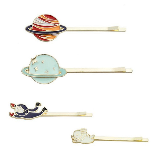 hair barrettes hairpins hairgrips clip for Women girl Hair Accessories headwear holder bun bang creative space Planet