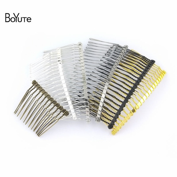 BoYuTe 10Pcs Vintage Hand Made Diy Wire Comb Metal Hair Comb Base 6 Colors Plated Women's Diy Hair Jewelry Accessories Black Gun/Black/Glod