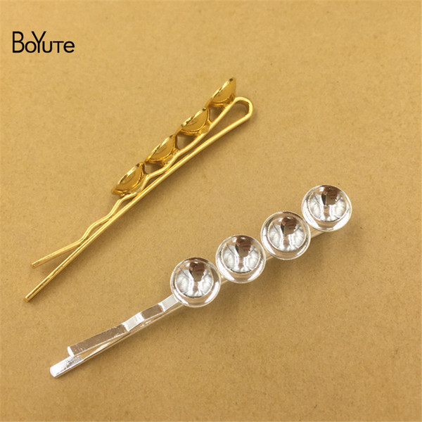 BoYuTe 20Pcs 8MM Blank Base Tray Welding Hair Clip Pin Metal Iron Diy Hair Jewelry Parts & Accessories