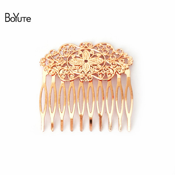 BoYuTe 10 Pieces 6 Colors Plated 10 Forks 55*60mm Filigree Flower Comb Hair Women Hair Accessories