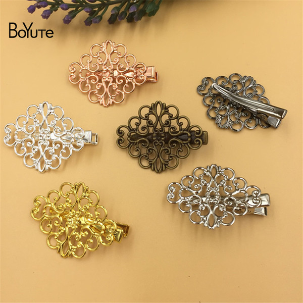 BoYuTe 20Pcs 30*38MM Filigree Copper Flower Hair Clip Vintage Style Women Hair Jewelry Hairgrip Jewelry & Accessories