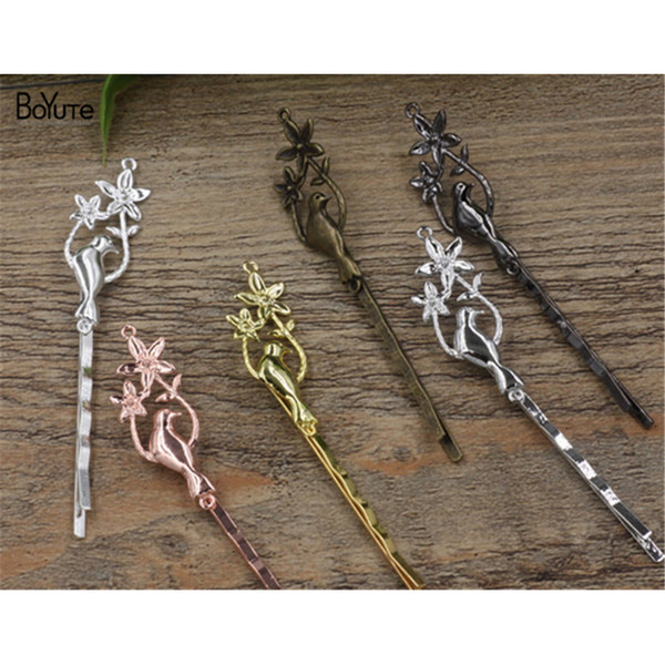 BoYuTe 20Pcs 6 Colors Plated 14*38MM HOT Sale Bird Hair Barrette Wholesale Fashion Women Hair Accessories