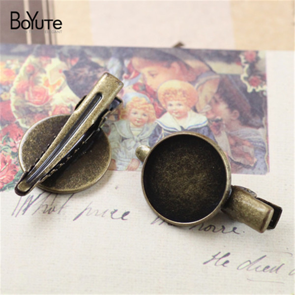 BoYuTe 18MM Cabochon Base Tray Hair Clip Blank Settings 6 Colors Plated Fashion Diy Hair Accessories