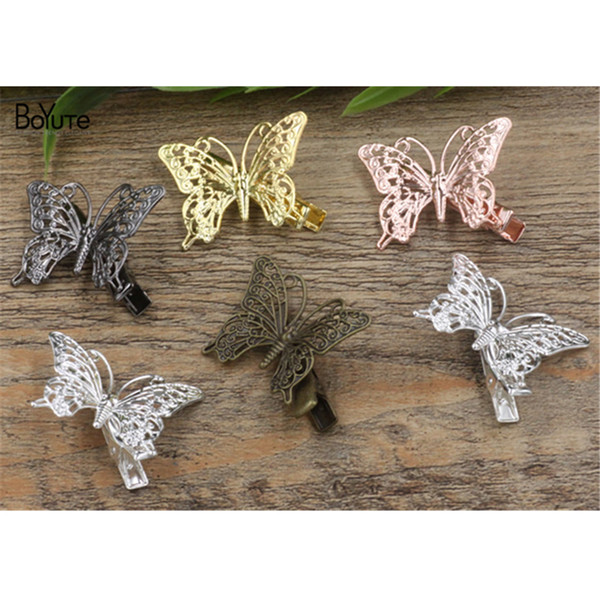 BoYuTe 20Pcs Filigree 36*25MM HOT Sale Butterfly Hair Clip 6 Colors Plated Women Hair Jewelry Hairgrip