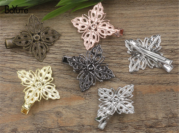 BoYuTe 20Pcs 25MM Filigree Flower Hair Clip Vintage Style 6 Colors Plated Women Hairgrip Hair Accessories