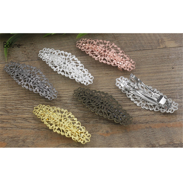 BoYuTe 10Pcs HOT Sale Vintage Hansenne Style Flower Barrettes 6 Colors Plated Spring Hair Clips for Women