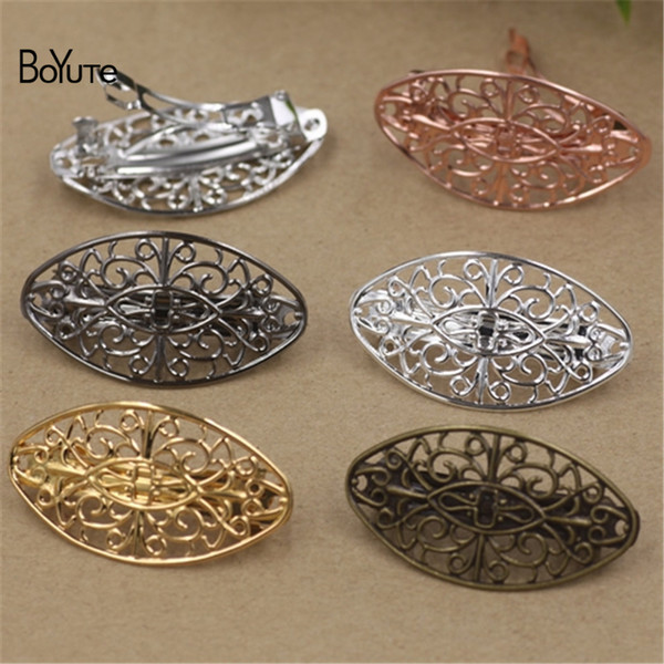 BoYuTe 10Pcs 50*27MM HOT Sale Flower Hair Clip 6 Colors Plated Vintage Hair Clips for Women