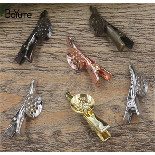 BoYuTe Hollow Out 12MM Base Tray Hair Clip Blank Setting 6 Colors Plated Diy Hair Accessories