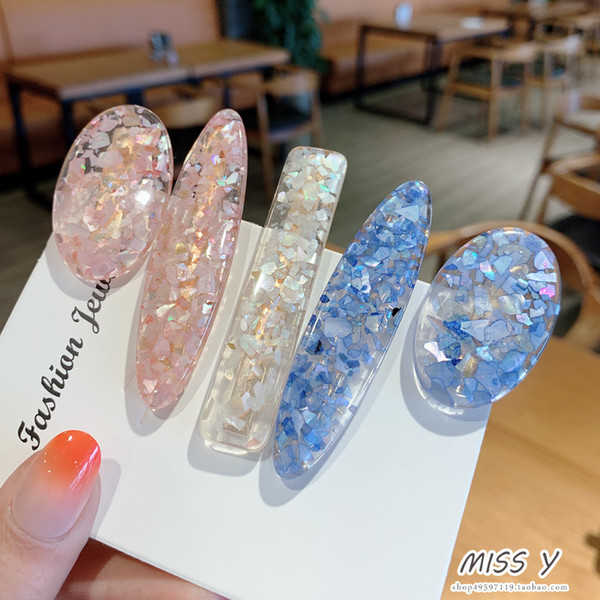 Geometric Oval Acrylic Big Hair Clips For Women Cute Colored Shell Fragments Barrettes Summer Fashion Hair Jewelry Accessories Wholesale