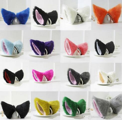 Multi-Colored Party's Cat Fox Long Fur Ears Anime Costume Hair Clip Cosplay Ears 21 Colors