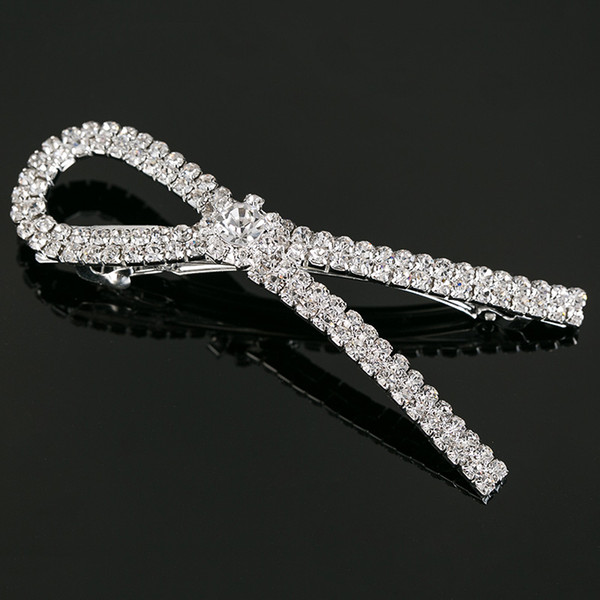 Fashion bowknot-liked silver plated Crystal Hair Clip Pins Wedding Decoration Bridal Head Jewelry Hair Accessories wear #H018