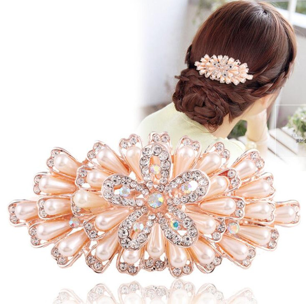 2019 Women Girls Crystal Pearl Hair clips Flower Peacock Bowknot Butterfly Hair Barrette Hairpin Hairgrips Headwear Hair Jewelry Accessories