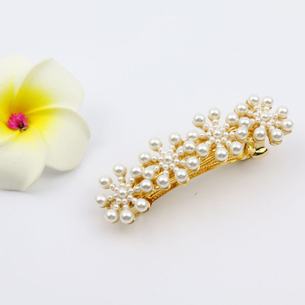 4pcs snow flower hair clip golden hair pearl accessories barratte costume fashion women jewellery shiny gifts