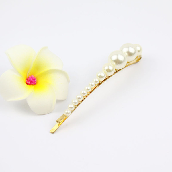 woman handmade curve pearl hair clip fashion hair accessories mixture size beaded barratte shiny hairpins gifts