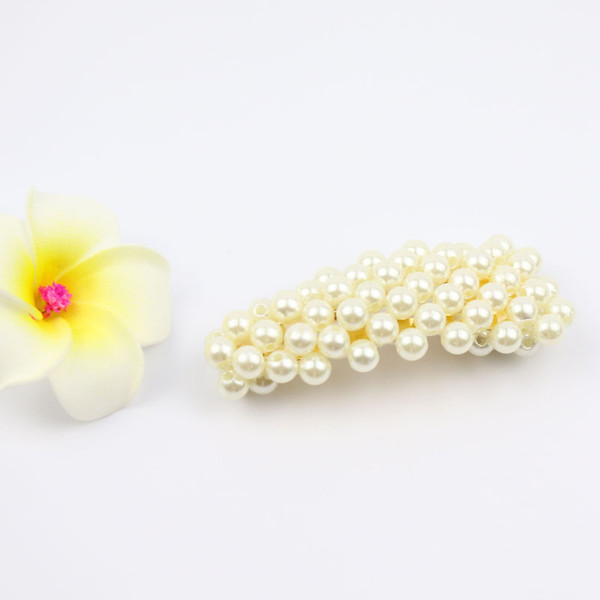 Fully pearl hairpin teardrop shaped regular push hair clip sqaure hollow hair big accessores fashion trendy Korean costume jewellery