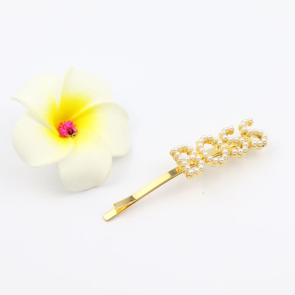 BOSS letter bobby hair clip pearl style Kiss hair accessories golden plated party costume hair pins jewellery woman hand made lovely design