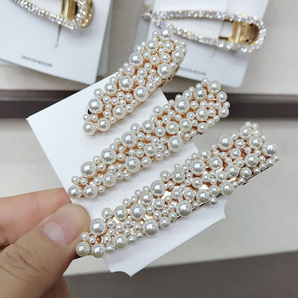 Hot Sale Fashion Women Hollow Heart Imitiation Pearl Hair Clips Hairpins for Women Geometric Waterdrop Hairgrip Hair Accessories