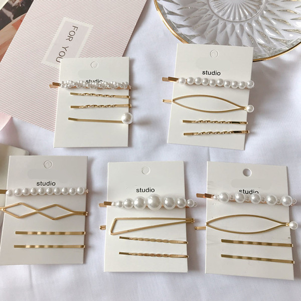 Metal Pearl Hair Clips Geometric Hair Accessories Irregular Gold Color Hair Clip Imitiation Hairpin Barrettes Hairgrip