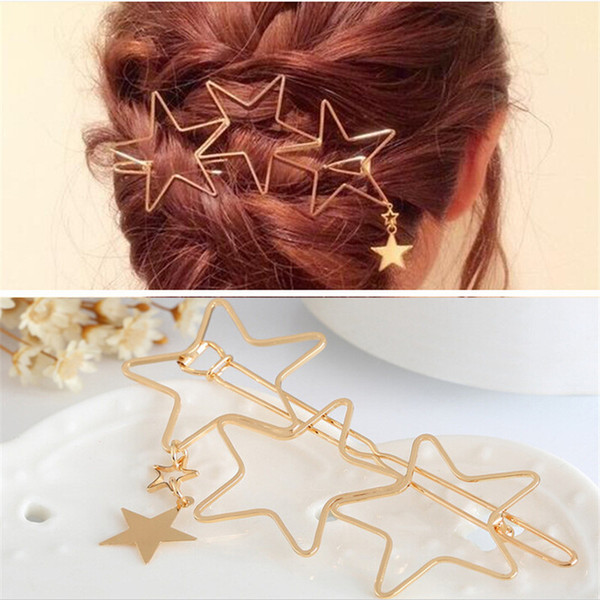 Women golden Star Hair Clip Snap Hair Barrette Stick Hairpin Hair Styling Accessories For Women Girls Dropshipping