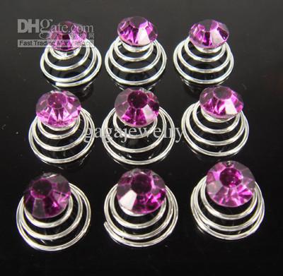 New Arrive Hot Sale 100Pcs Wedding Purple Crystal Hair Twists Spins Pins Hairpin GJ03