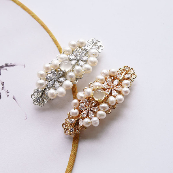 Jade Classical Hairpin Antique Natural Pearl Spring Hanfu Suit Cheongsam Hair Clips Barrettes Accessories Wen Wan Temperament Headwear